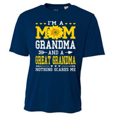 Womens I'm A Mom Grandma Great Grandma Mother's Day Sunflower Women Cooling Performance Crew T-Shirt