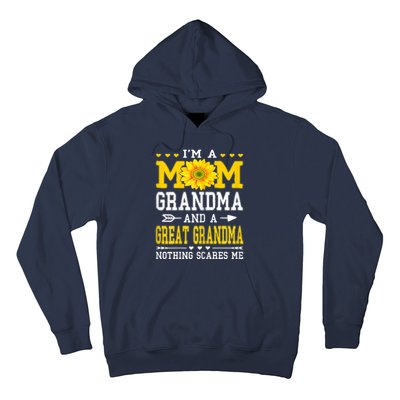 Womens I'm A Mom Grandma Great Grandma Mother's Day Sunflower Women Hoodie