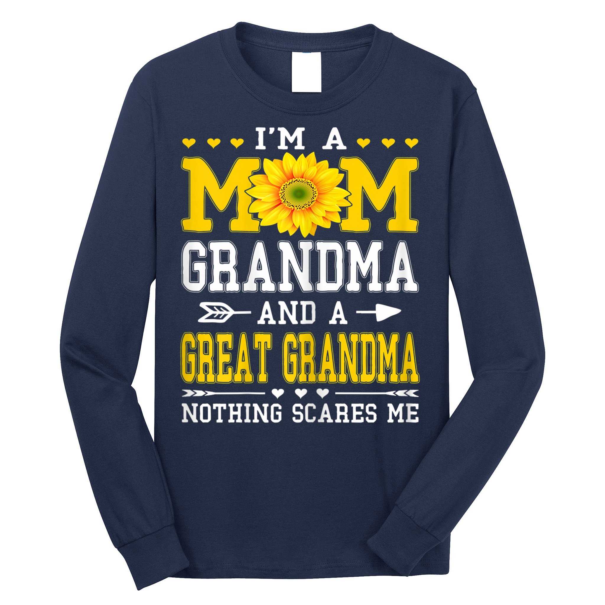 Womens I'm A Mom Grandma Great Grandma Mother's Day Sunflower Women Long Sleeve Shirt