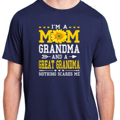 Womens I'm A Mom Grandma Great Grandma Mother's Day Sunflower Women Adult ChromaSoft Performance T-Shirt