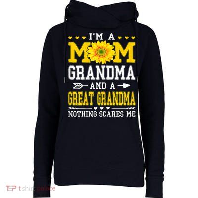 Womens I'm A Mom Grandma Great Grandma Mother's Day Sunflower Women Womens Funnel Neck Pullover Hood
