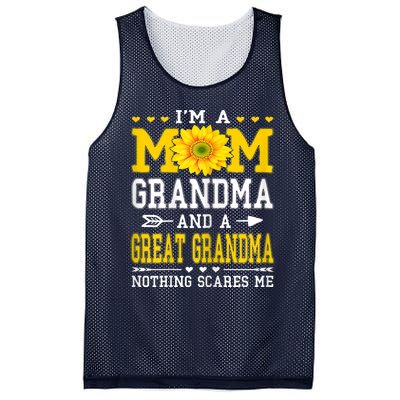 Womens I'm A Mom Grandma Great Grandma Mother's Day Sunflower Women Mesh Reversible Basketball Jersey Tank