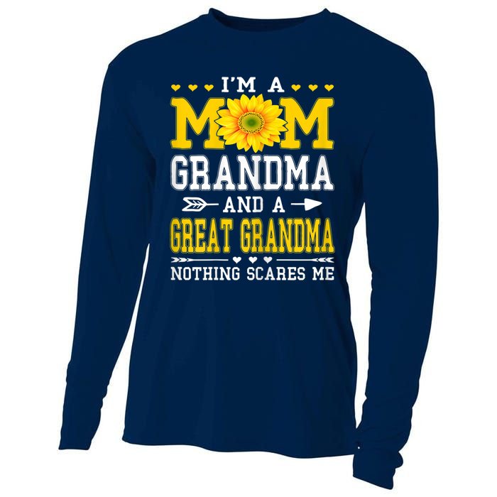 Womens I'm A Mom Grandma Great Grandma Mother's Day Sunflower Women Cooling Performance Long Sleeve Crew