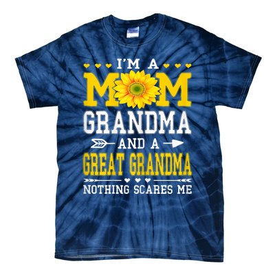 Womens I'm A Mom Grandma Great Grandma Mother's Day Sunflower Women Tie-Dye T-Shirt