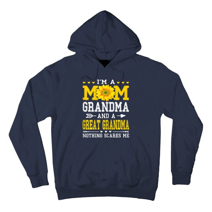 Womens I'm A Mom Grandma Great Grandma Mother's Day Sunflower Women Tall Hoodie