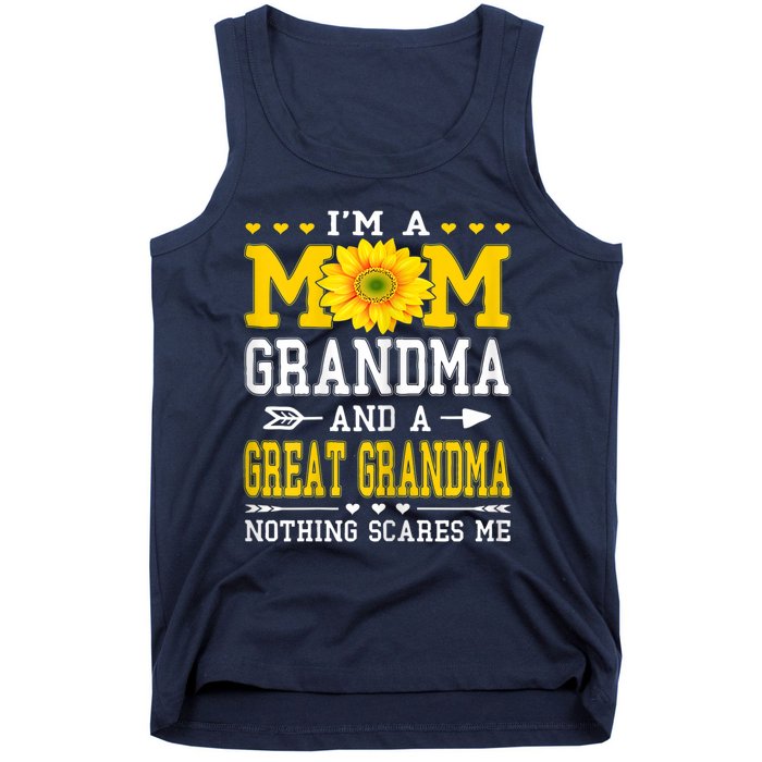 Womens I'm A Mom Grandma Great Grandma Mother's Day Sunflower Women Tank Top