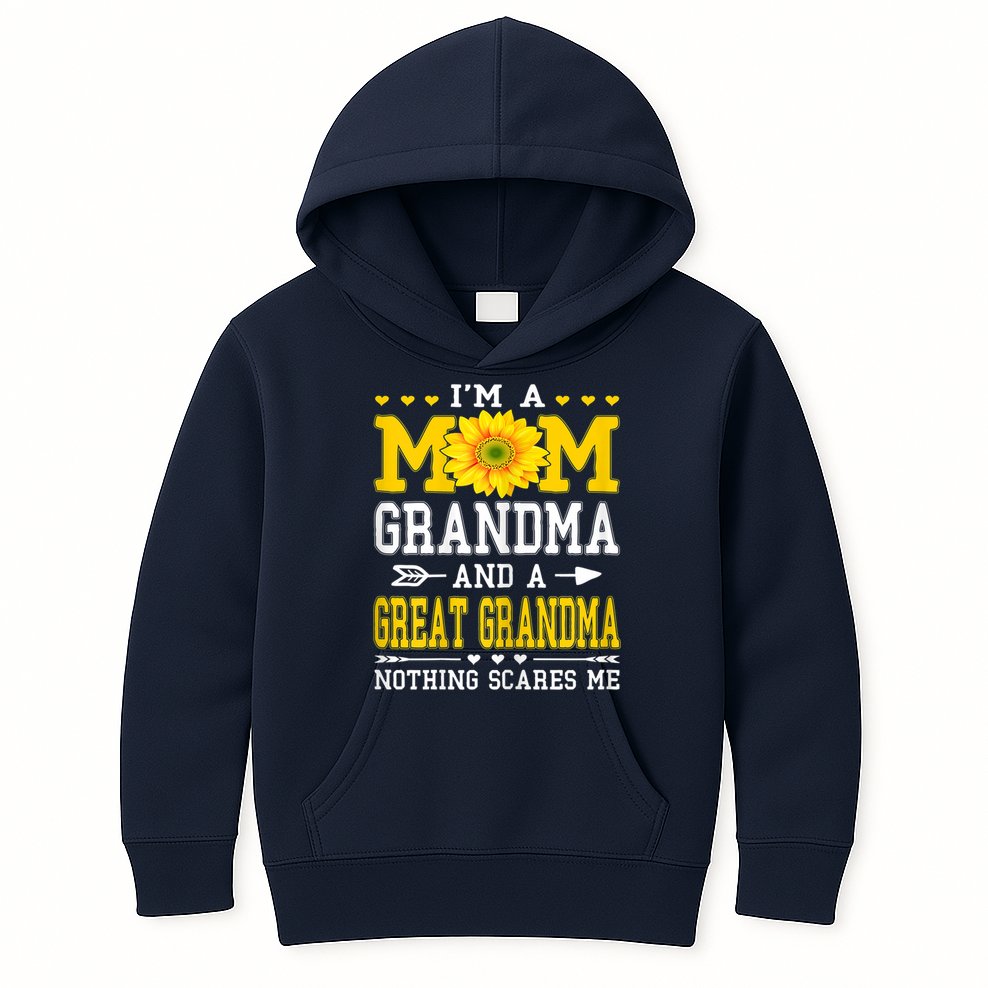 Womens I'm A Mom Grandma Great Grandma Mother's Day Sunflower Women Kids Hoodie