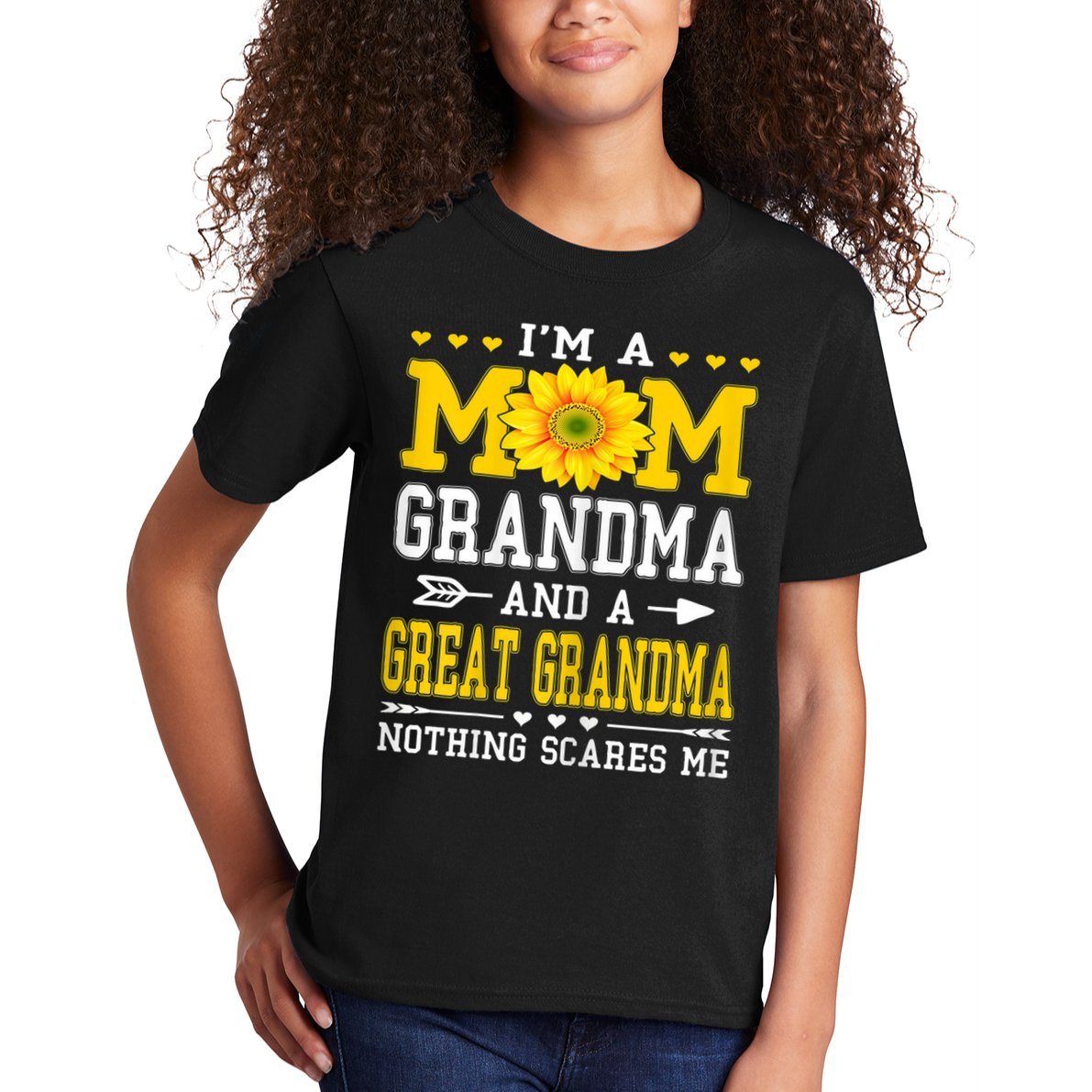 Womens I'm A Mom Grandma Great Grandma Mother's Day Sunflower Women Kids T-Shirt