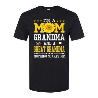 Womens I'm A Mom Grandma Great Grandma Mother's Day Sunflower Women Softstyle CVC T-Shirt