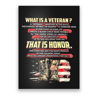 What Is A Veteran That Is Honor Poster