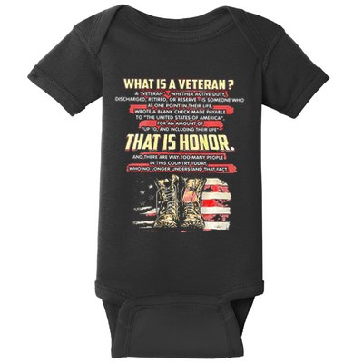 What Is A Veteran That Is Honor Baby Bodysuit