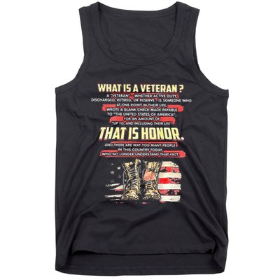 What Is A Veteran That Is Honor Tank Top