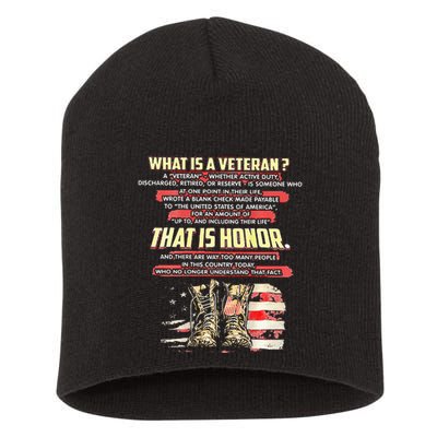 What Is A Veteran That Is Honor Short Acrylic Beanie