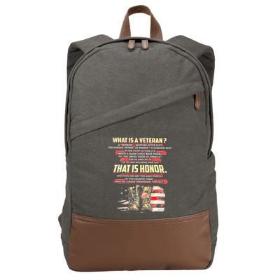 What Is A Veteran That Is Honor Cotton Canvas Backpack