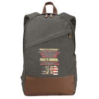 What Is A Veteran That Is Honor Cotton Canvas Backpack