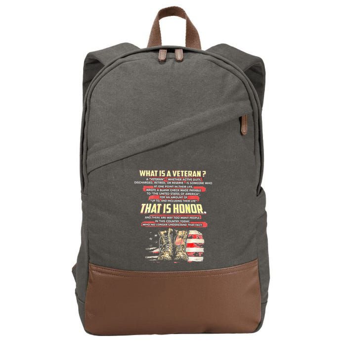 What Is A Veteran That Is Honor Cotton Canvas Backpack