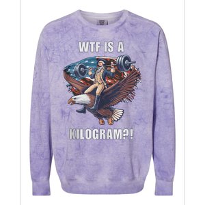 Wtf Is A Kilogram? Funny 4th Of July Patriotic Eagle Usa Colorblast Crewneck Sweatshirt