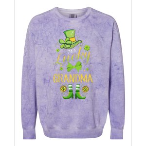 Womens I'm A Lucky Grandma St Patty's Day Gift For Grandmother Colorblast Crewneck Sweatshirt