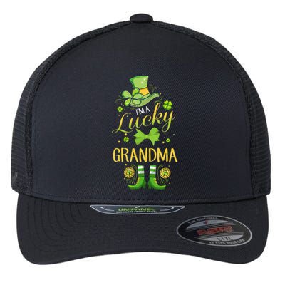 Womens I'm A Lucky Grandma St Patty's Day Gift For Grandmother Flexfit Unipanel Trucker Cap