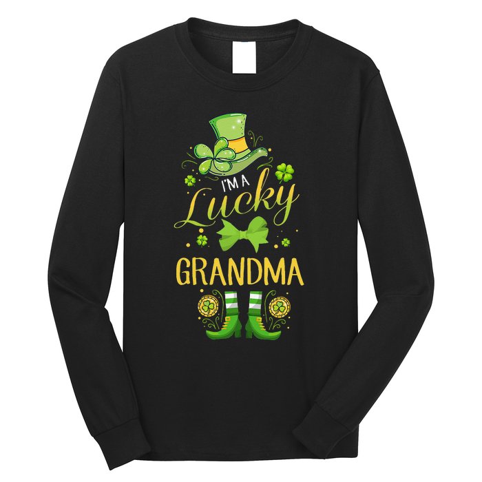 Womens I'm A Lucky Grandma St Patty's Day Gift For Grandmother Long Sleeve Shirt