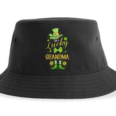 Womens I'm A Lucky Grandma St Patty's Day Gift For Grandmother Sustainable Bucket Hat