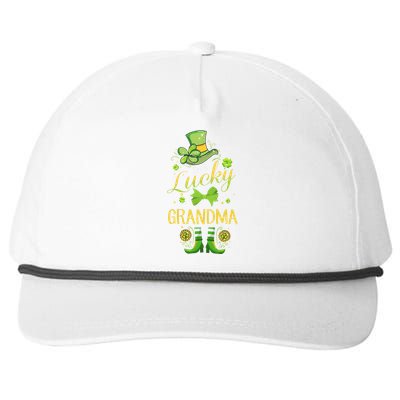 Womens I'm A Lucky Grandma St Patty's Day Gift For Grandmother Snapback Five-Panel Rope Hat