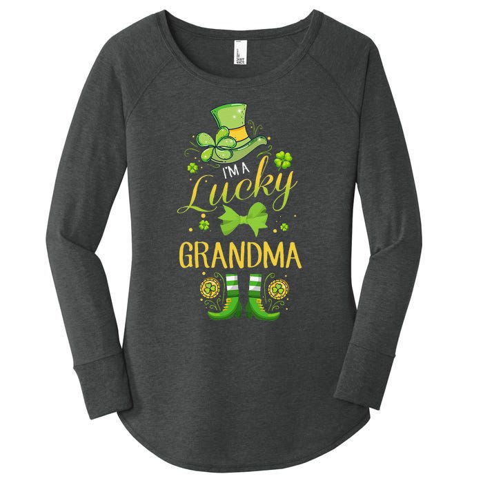 Womens I'm A Lucky Grandma St Patty's Day Gift For Grandmother Women's Perfect Tri Tunic Long Sleeve Shirt