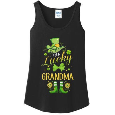 Womens I'm A Lucky Grandma St Patty's Day Gift For Grandmother Ladies Essential Tank