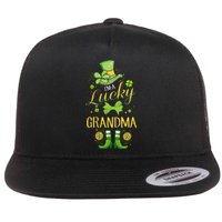 Womens I'm A Lucky Grandma St Patty's Day Gift For Grandmother Flat Bill Trucker Hat