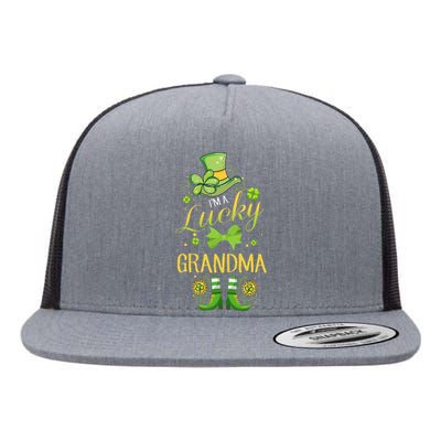 Womens I'm A Lucky Grandma St Patty's Day Gift For Grandmother Flat Bill Trucker Hat