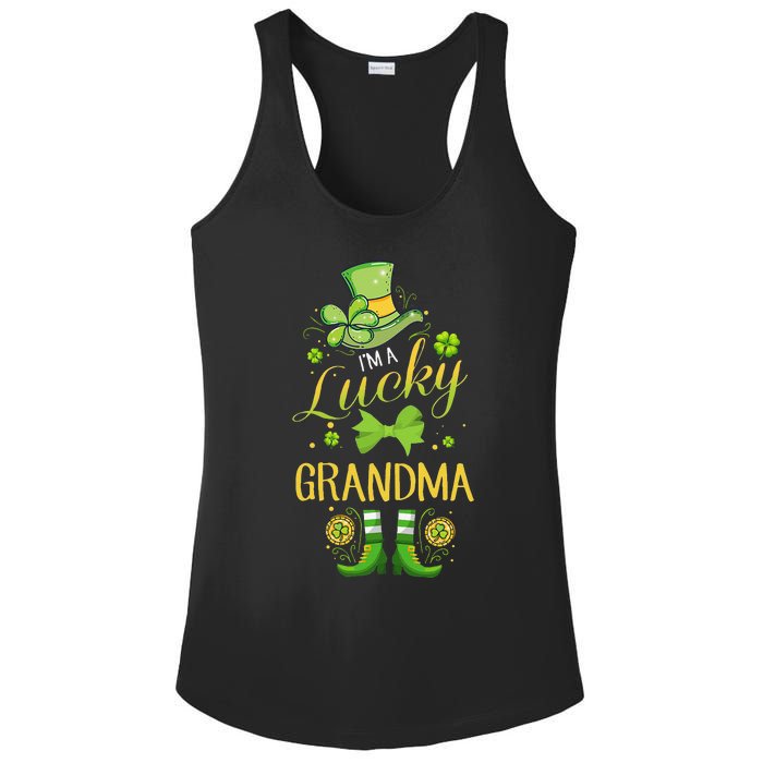 Womens I'm A Lucky Grandma St Patty's Day Gift For Grandmother Ladies PosiCharge Competitor Racerback Tank