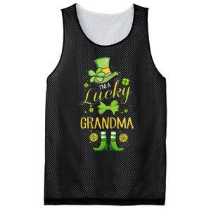 Womens I'm A Lucky Grandma St Patty's Day Gift For Grandmother Mesh Reversible Basketball Jersey Tank