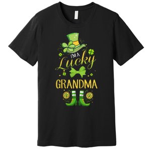 Womens I'm A Lucky Grandma St Patty's Day Gift For Grandmother Premium T-Shirt