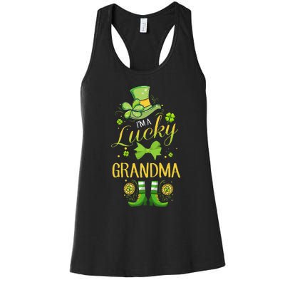 Womens I'm A Lucky Grandma St Patty's Day Gift For Grandmother Women's Racerback Tank