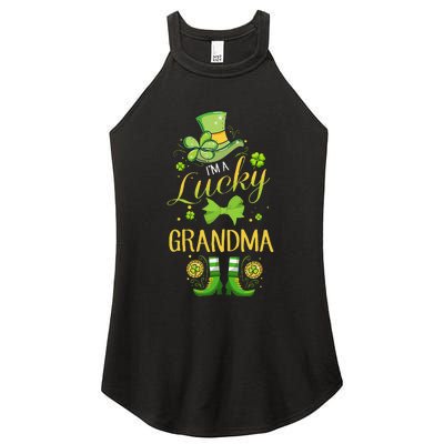 Womens I'm A Lucky Grandma St Patty's Day Gift For Grandmother Women's Perfect Tri Rocker Tank