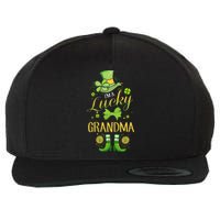 Womens I'm A Lucky Grandma St Patty's Day Gift For Grandmother Wool Snapback Cap