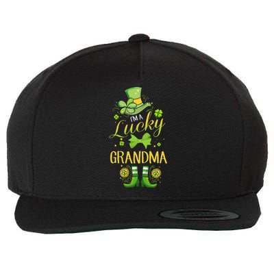 Womens I'm A Lucky Grandma St Patty's Day Gift For Grandmother Wool Snapback Cap