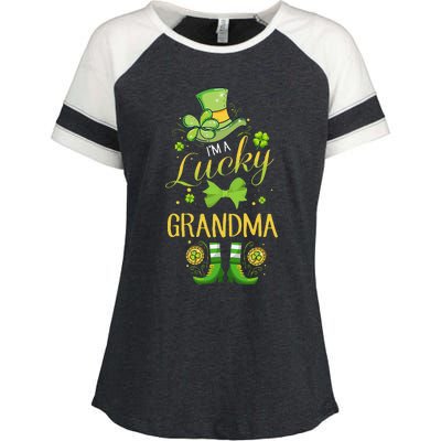 Womens I'm A Lucky Grandma St Patty's Day Gift For Grandmother Enza Ladies Jersey Colorblock Tee