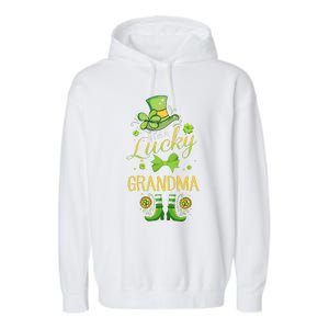 Womens I'm A Lucky Grandma St Patty's Day Gift For Grandmother Garment-Dyed Fleece Hoodie