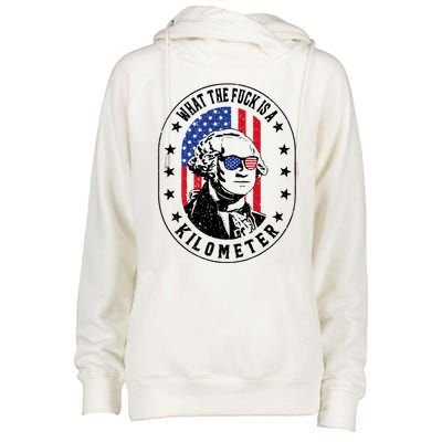Wtf Is A Kilometer What The Fuck Is A Kilometer Funny Womens Funnel Neck Pullover Hood
