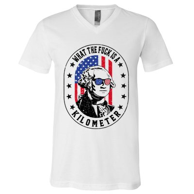 Wtf Is A Kilometer What The Fuck Is A Kilometer Funny V-Neck T-Shirt