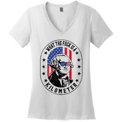 Wtf Is A Kilometer What The Fuck Is A Kilometer Funny Women's V-Neck T-Shirt