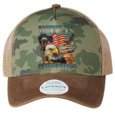 Wtf Is A Kilometer Eagle Badge American Burger 4th Of July Legacy Tie Dye Trucker Hat
