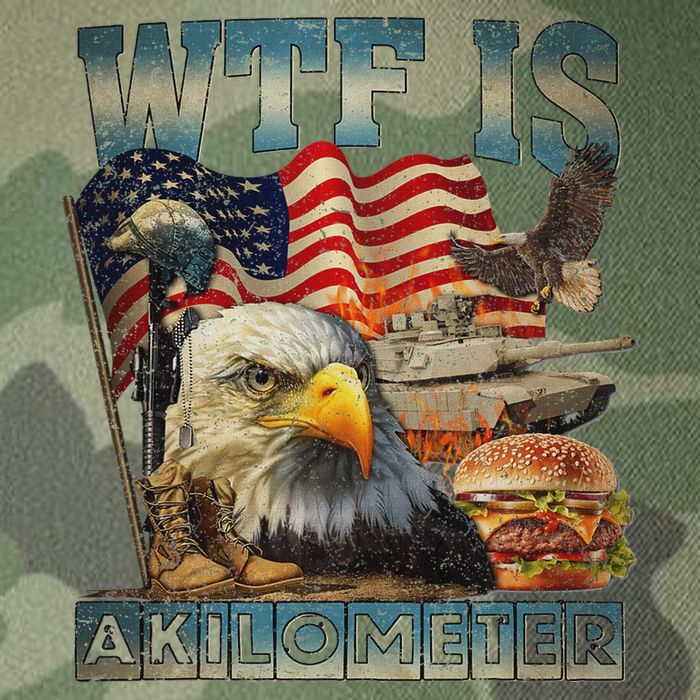 Wtf Is A Kilometer Eagle Badge American Burger 4th Of July Legacy Tie Dye Trucker Hat