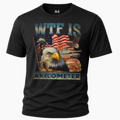 Wtf Is A Kilometer Eagle Badge American Burger 4th Of July Performance Shirt