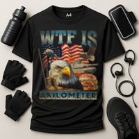 Wtf Is A Kilometer Eagle Badge American Burger 4th Of July Performance Shirt
