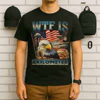 Wtf Is A Kilometer Eagle Badge American Burger 4th Of July T-Shirt