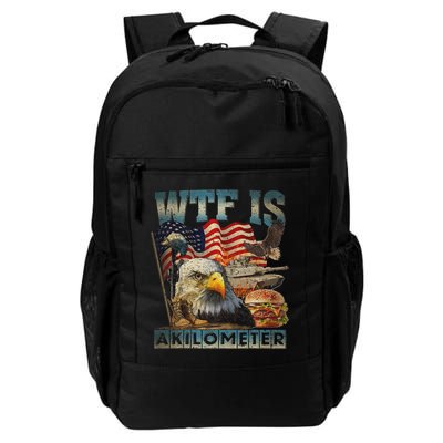 Wtf Is A Kilometer Eagle Badge American Burger 4th Of July Backpack