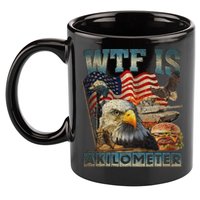 Wtf Is A Kilometer Eagle Badge American Burger 4th Of July 11oz C Handle Ceramic Mug