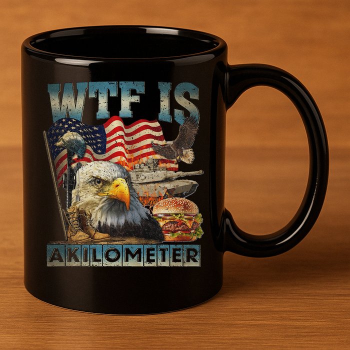Wtf Is A Kilometer Eagle Badge American Burger 4th Of July 11oz C Handle Ceramic Mug